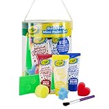 Crayola Bath Tub Mini Paint Set 9 Piece Art Kit - Brushes, Sponges, & Wash Away Finger Paints, Blue Yellow & Red Color Tub Fingerpaints