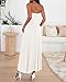 BTFBM Summer Maxi Dresses for Women 2026 Strapless Ruched Tube Top Beach Vacation Spring Wedding Guest Dress Pockets (White, Medium)