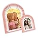 Isaac Jacobs 4x6 Vertical Pink Arc Resin Picture Frame with Gradient Design, Decorative Photo Frame, Tabletop & Wall Display, Hanging Display & Home Decor (4x6 Vertical, Pink)