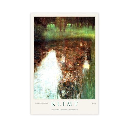 Impression toile Klimt The Marshy Pond oubliez les murs vides avec ce poster jaune