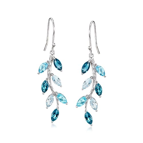 Ross-Simons 3.90 ct. t.w. Tonal Blue Topaz Vine Drop Earrings in Sterling Silver