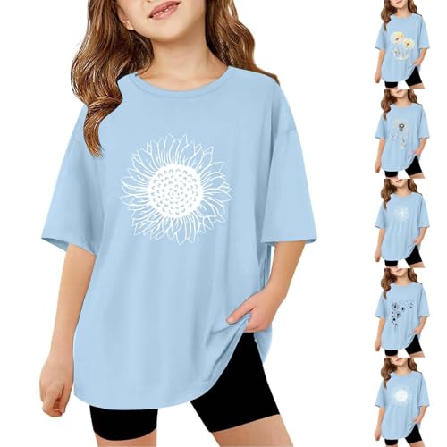 Toddler Girls Short Sleeve T-Shirt Floral Dandelion Graphic Tee Kids Loose Fit Round Neck Summer Casual Top Clothes2