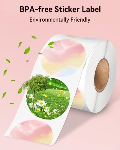 Image of Phomemo Genuine 2 inch Gradient Circle Thermal Labels, 2x2 Self-Adhesive Round Sticker Label, Circular Direct Labels Compatible with Phomemo Shipping Label Printer, 750 Labels /Roll,Commercial Grade