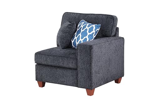 Image of Ball & Cast 116 inch L-Shaped Sectional Couch with Movable Ottoman & 6 Throw Pillow,7 Seat Chenille Upholstered Sectional Sofa W /Wide Armrest,DIY Combination,Comfy Sectionals Set for Living Room,Dark Gray
