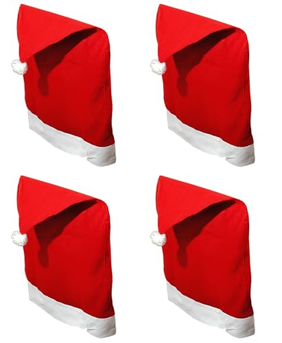 MC-Trend 4er Set Stuhlhussen Nikolausmütze aus Filz in rot 50 x 60 cm...