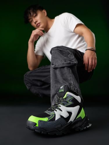 Image of The Souled Store Fumes NX: Men and Boys High Top Sneakers Streetwear Shoe Breathable Mesh and Synthetic Upper Chunky Midsole RidgeLock Traction Sole Lace Up Closure