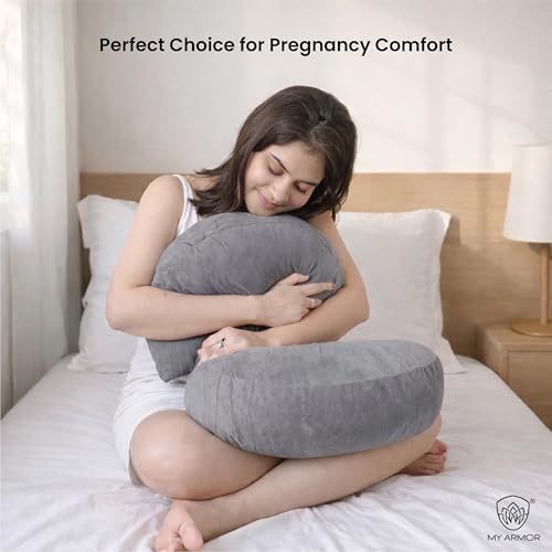 Image of MYARMOR Pregnancy Pillow | Dual Pregnancy Wedge Pillows for Back & Belly Support | Adjustable Butterfly Design | Travel-Friendly Pregnancy Pillow