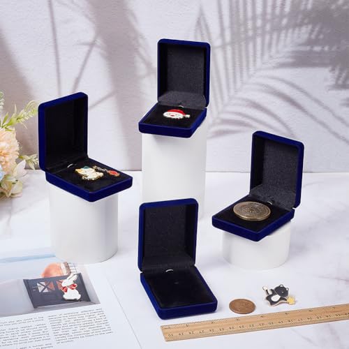 Caja para exhibir insignias de terciopelo azul medianoche 4 piezas miniatura 4