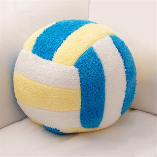 Ueiwffzo Ball Kissen, 3D Volleyball Rundes Kissen, Flauschiges Plüschkissen, Deko Kissen Pillow Weiche Füllkissen Kopfkissen Sofakissen Zierkissen Couchkissen Für Kinderzimmer Deko (Blau,20cm)