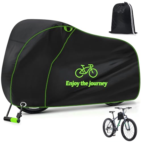 Eyein Bike Cover for 2 Bikes Storage, 210T Extra Heavy Duty Bicycle Cover, Waterproof Anti Dust Rain and UV Protection with Lock Holes and Storage Bag for Mountain Bike / Road Bike / Hybrid