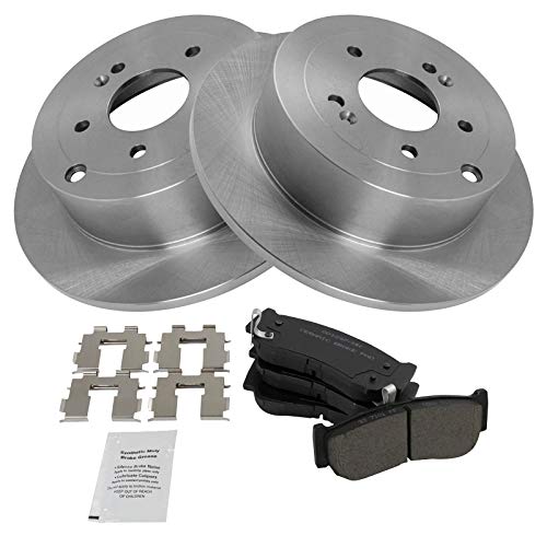 Image of TRQ Rear Brake Pad and Rotor Set Ceramic Solid Rotors