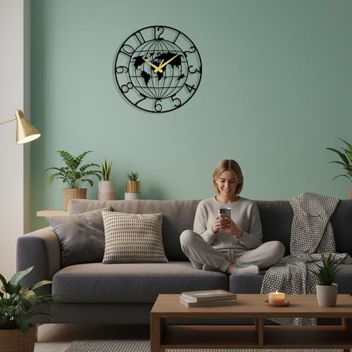 Image of Auromin Luxury Decorative Metal Wall Clock for Bedroom | Designer Big Size Wall Watches for Living Room, Dinning Room, Kitchen, Office | Aesthetic Unique WallClocks for Decoration