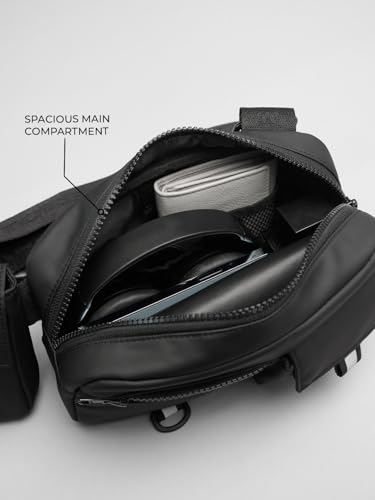 Image of The Souled Store TSS Originals: Noir Fanny Pack | Sleek All-Black Crossbody Waist Bag | Water-Resistant Travel Pouch for Men & Women | Lightweight Urban Belt Bag for Festivals & Commuting