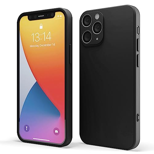 Red Ember Shockproof Case for iPhone, Ultra Slim Protective Liquid Silicone Matte Finish Phone Case with Soft Anti-Scratch Microfiber Lining (Black, iPhone 11 Pro)