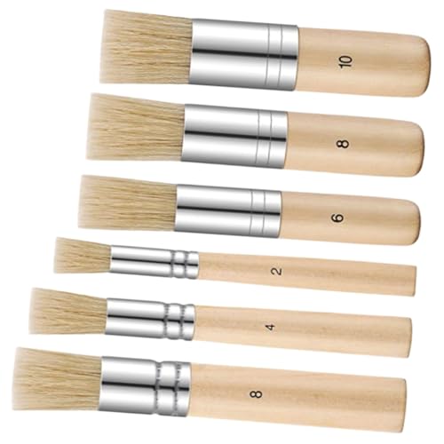 Gatuida 6 Piezas Conjunto de Pinceles Profesionales de Cerda Natural para Acuarela y Acrílico Mango de Madera Ergonómico Reutilizables y Fáciles de Controlar Aptos para Artistas y