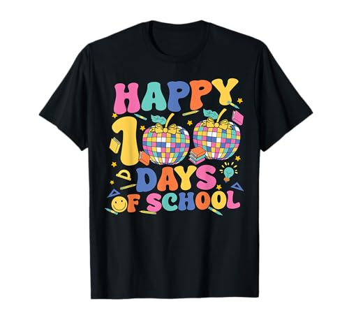 100 Days of School Groovy Mele Disco Retro Insegnante Bambini Maglietta