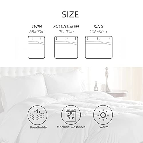 Royoliving White King Size Goose Feathers And Down Comforter, 700 Fill Power All Seasons Duvet Insert, Machine Washable - 50 Oz, 106 * 90 Inches #TOP2