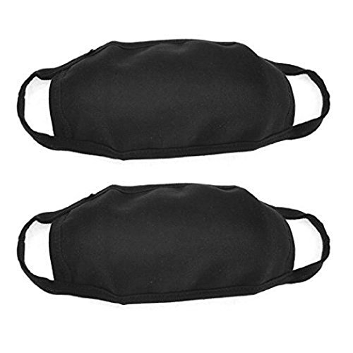 Ewandastore 2 Pcs Black Cotton Blend Anti Dust Face Mouth Mask Cycling Sports
