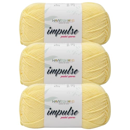 Image of WOAFashions Impulse Hand Knitting & Crochet Yarn, Premium Acrylic, 4 : Medium (Corn Field) (3x100gms / 3.5oz / 200mtr / 218yds)