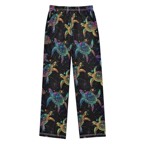 Colorful Neon Sea Turtles Boys Pants Girl Sleep Pants Long Trousers Elastic Waist Lounge Bottoms S2