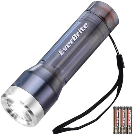 EverBrite Small Flashlight, Compact LED Flashlights with 3 Modes, Water-Resistant Mini Flashlight for Home, Camping, and Emergencies, 3 AAA Batteries Included, Gray,1 Pack