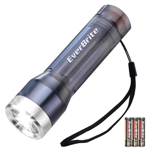 EverBrite Small Flashlight, Compact LED Flashlights with 3 Modes, Water-Resistant Mini Flashlight for Home, Camping, and Emergencies, 3 AAA Batteries Included, Gray,1 Pack