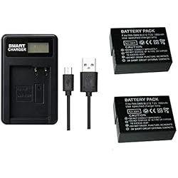 Bateria Camara Panasonic Lumix FUGASUN 2 Piezas Batería Pan BLC12 DMW-BLC12 de 1800 mAh con Cargador de batería LCD Individual para Panasonic Lumix FZ1000, FZ200, FZ300, G5, G6, G7, GH2, DMC-GX8 (2 pcs Battery with Charger)