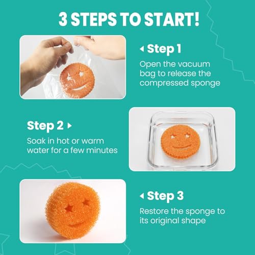 Image of Scrub Sponge Dish Scrubbers, Temperature Controlled Non-Scratch Sponges Pad