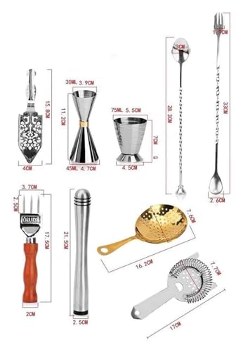 Set moderno de herramientas para coctelería con bolsa miniatura 3