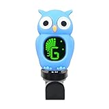 Rinastore Clip-On Owl Tuner for Guitar, Bass,Ukulele & Violin (Blue)