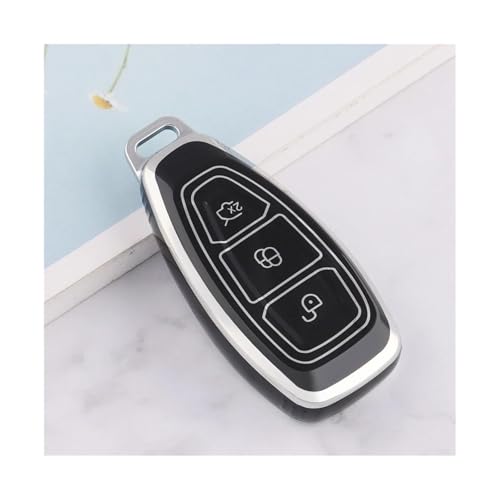 Coque pour clé de voiture TPU Ford Focus fini métallisé argent noir