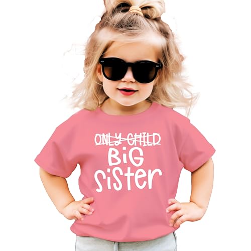 Olive Loves Apple Only Child to Big Sister Sibling Announcement Shirts for Baby and Toddler Girls Sibling Outfits Mauve Shirt 3T