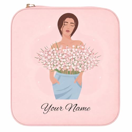 Image of Zephorus Personalized Leather Jewelry Box with Name & Birth Month Flower - Custom Travel Jewelry Organizer for Women, Birthday Gift for Mom, Bridesmaids, Wife, Sisters, Best Friend (Summer Girl)