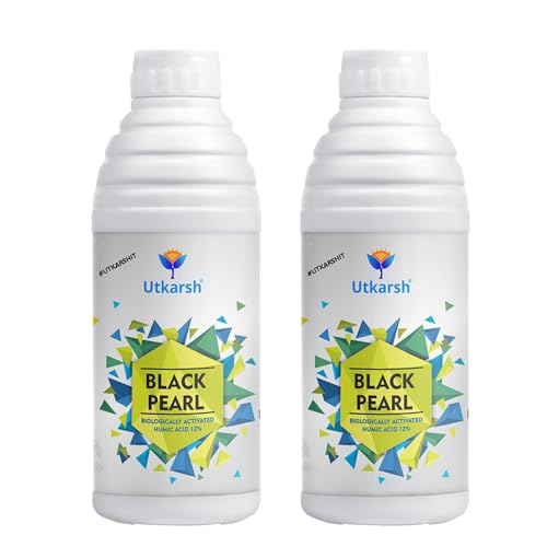 Image of Utkarsh Black Pearl - L (Biologically Activated Liquid Humic Acid 12% & 3% Fulvic Acid), Promotes Plants Growth, Stronger Roots, Improves Flowering & Fruiting, Biostimulant (2 Ltr; Pack of 2 of 1 Ltr)