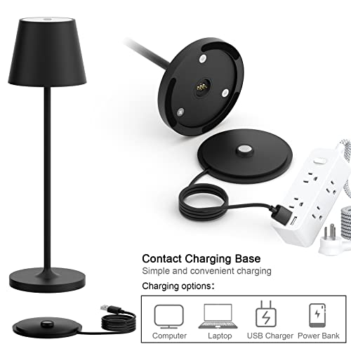 Ralbay Ip54 Waterproof Outdoor Black Table Lamp, 4800Mah Rechargeable Battery Matte Black Desk Lamp Dimmable, Aluminum Material Shell, Modern Led Cordless Battery Powered Table Lamp #TOP4