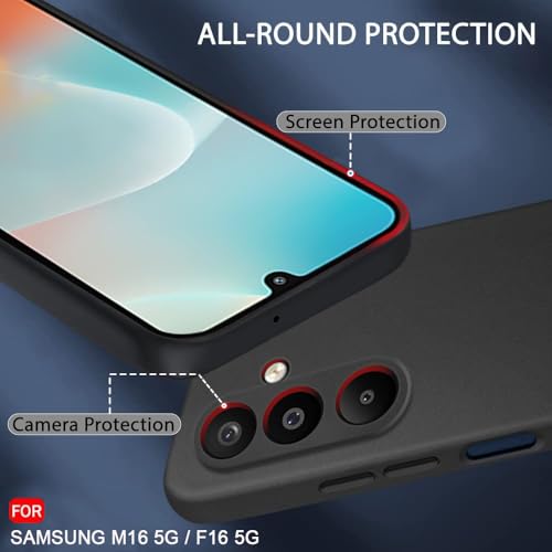 Image of TheGiftKart Sleek Back Cover Case for Samsung Galaxy M16 5G / F16 5G | Slim Fit Protective Design | Ultra Matte Finish | Camera Protection Bump | Soft Silicon Back Cover Case (Silicone, Black)