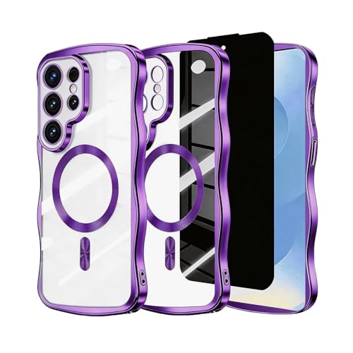 Samsung Galaxy S26 Ultra�p�~�X�P�[�X�A�v���C�o�V�[�X�N���[���v���e�N�^�[�t���AMagSafe�Ή��A�J���t���ł��킢���E�F�[�u�t���[��[���h�~]�J���������Y�v���e�N�^�[�t���A�N���A�t�H���o�b�N�J�o�[-�p�[�v��