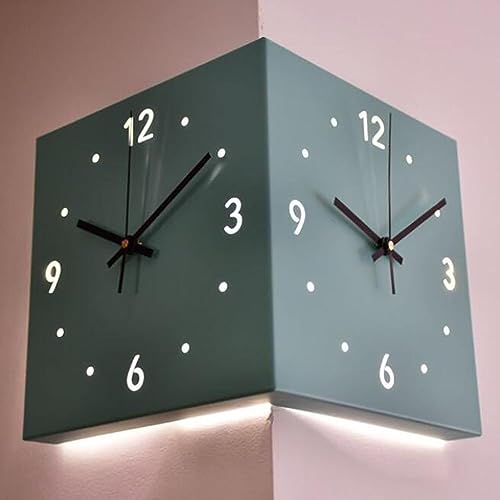 Horloge murale moderne angle bleu avec affichage numérique double face - 2