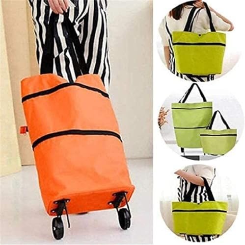 Carrello della spesa pieghevole su ruote, carrello della spesa pieghevole 2 in 1 con copertura impermeabile, resistente carrello per il mercato