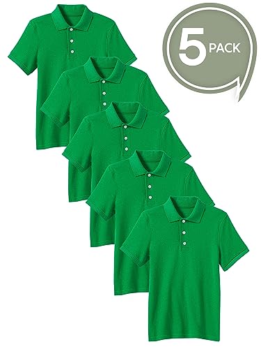 Image of Galaxy by Harvic Polo Shirt for Boys - 5 Pack School Uniform for Boys, Tagless Cotton Blend - Soft Comfortable Everyday Wear