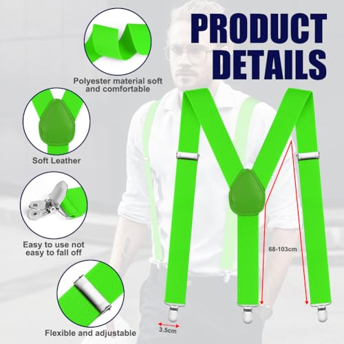 Image of Aomig Men's Adjustable Wide Braces, Extra Wide X Braces for Men, Braces for Men with Very Strong 4 Clips - 3.5 cm