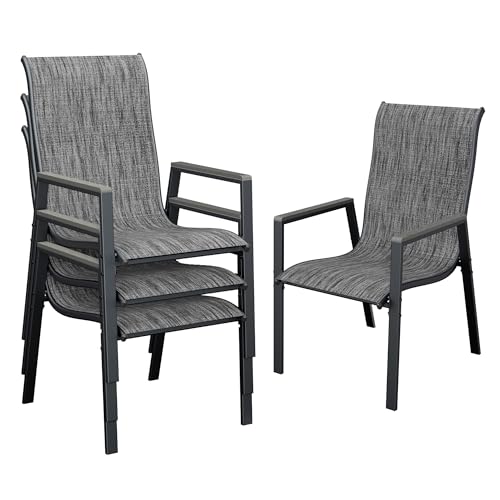 The 10 Best Outdoor Chair for Tall Person: Top Picks for Ultimate Comfort 7 UDPATIO Patio Chairs Set of 4, Outdoor Stackable Dining Chairs with All Weather Breathable Textilene, High Back Metal Frame for Lawn Garden Backyard Deck, Dark Grey
