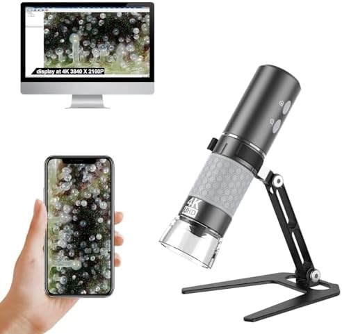 Ninyoon 4K WiFi USB Mikroskop Verbesserter Ständer für iPhone Android PC | 50-1000X Digitales Mikroskop Kabellose HD Endoskop Kamera für Mobiltelefone iPad Tablet Windows Mac Chrom