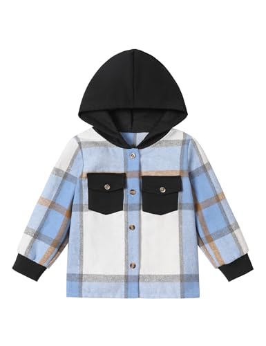 Image of Toddler Boy Clothes Plaid Hooded Shirt White T-shirt Top and Solid Color Pants 3Pcs Winter Boys Clothes