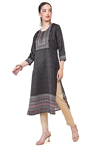 Image of Soch Women Black Rayon Kurta