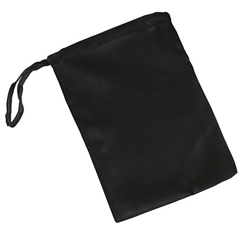 MAXFEEL 100% silk travel bags&gift bags with drawstring Jewelry pouch small silk gift bags solid dyed muticolor (Black)