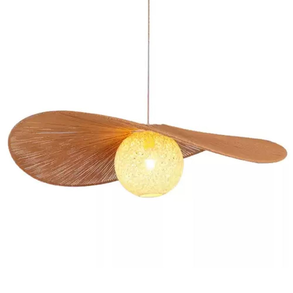 CSSYKV Retro Hemp Rope Pendant Lamps Japanese Wabi-Sabi Fixture for Bedrooms Primitive Lighting Fitting with Rattan Cage Decor Handmade Creative Pendant Light for Dining Room, Hallway 1-Pack