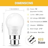 Flaspar Bayonet Light Bulb 60W, 7W B22 LED Bulbs Bayonet Cap Warm White 3000K, G45 P45 Energy Saving Golf Ball Lightbulbs, Non-dimmable, 3 Pack - Image 4