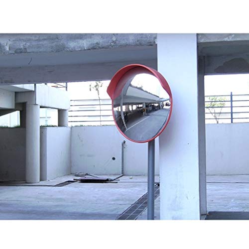 Miroir de sécurité convexe 45 cm plastique rouge antivol