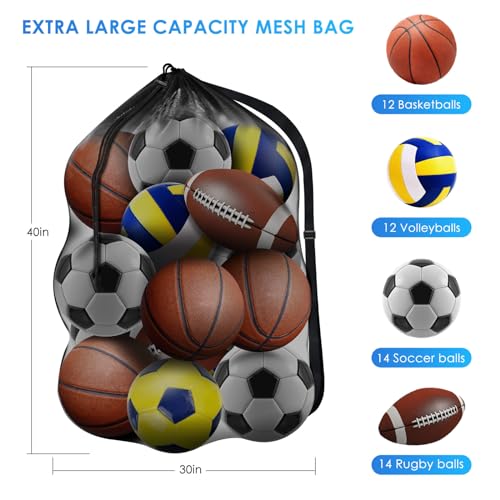 Brotou SPT0036 Extra Large Sports Ball Bag Mesh, Basketball Bags Team Balls, Adjustable Shoulder Strap, Team Work Ball Bags For Holding Soccer, Football, Volleyball thumb #1